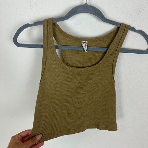Intimately Free People Green Cropped Tank S Racerback Round Neck Summer Casual - Picture 4 of 7